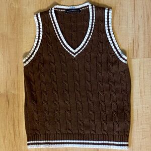 BRANDY MELVILLE Chocolate Brown Cable Knit Sweater Vest - SM